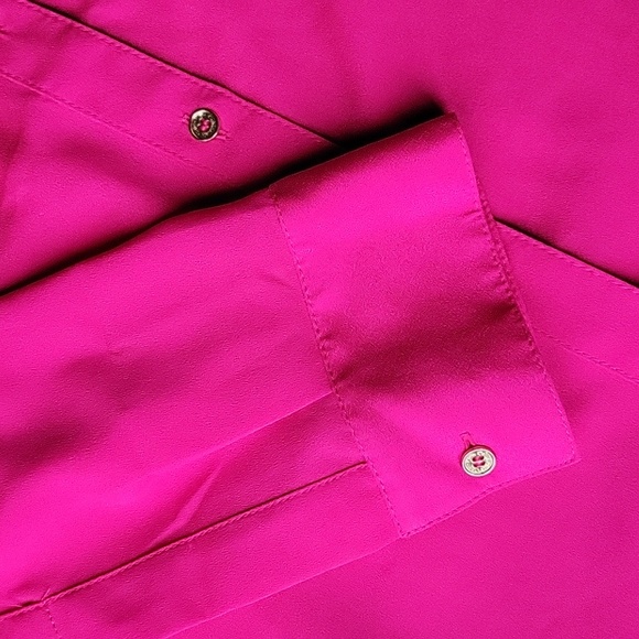 Bright Pink Calvin Klein Button Zipper Small Dressy Blouse - Picture 3 of 8